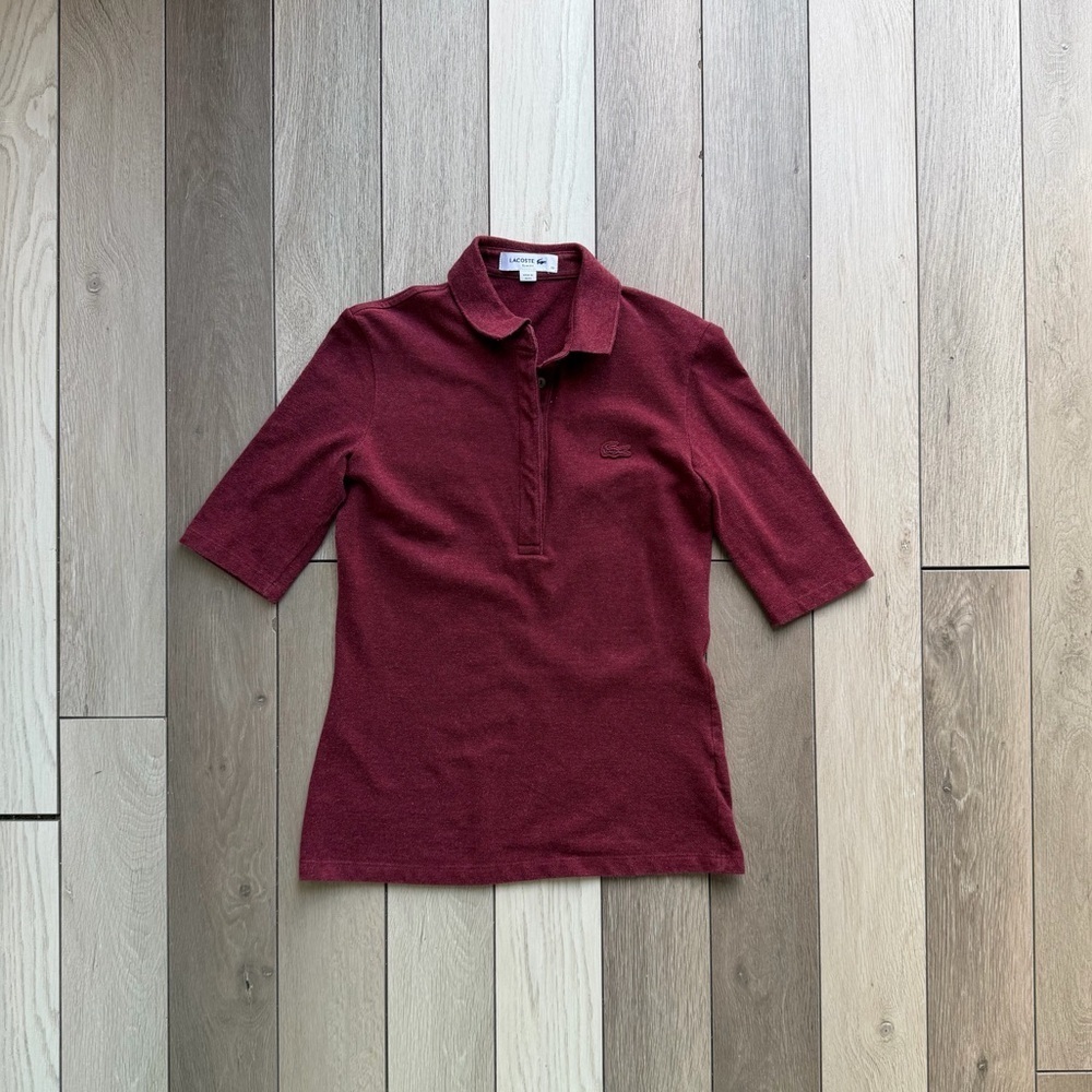 LACOSTE Red Stretch Mini Pique Slim Fit Polo T-Shirt